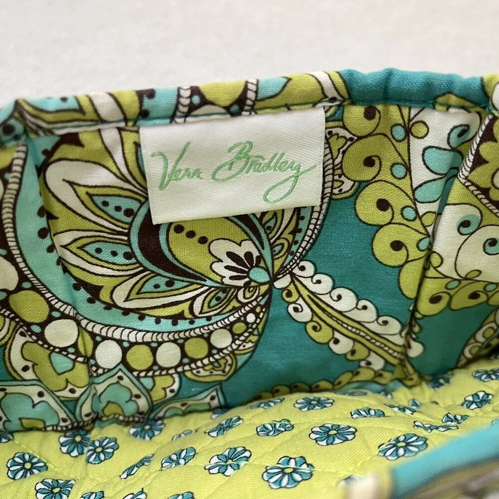 Vera Bradley Mini Trifold Wallet Peacock Turquoise Paisley Retired Pattern